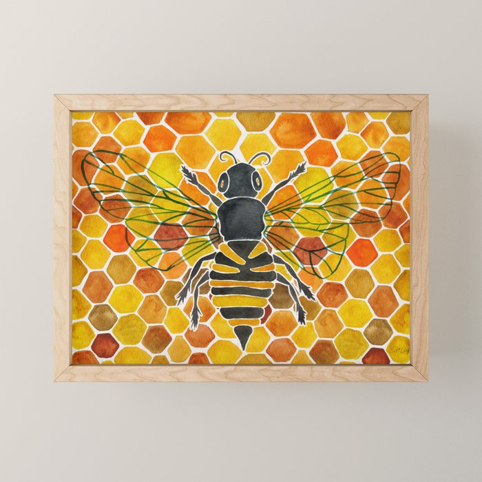 Bee & Honeycomb Mini Art Print Gallery Image 1