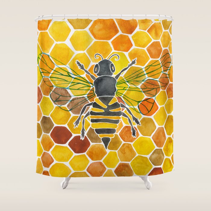 Bee & Honeycomb Shower Curtain Gallery Image 1