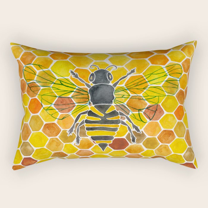 Bee & Honeycomb Rectangular Pillow Gallery Image 1