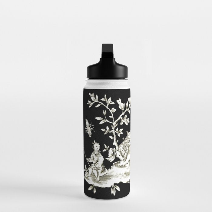 Black & White Chinoiserie Water Bottle Gallery Image 3