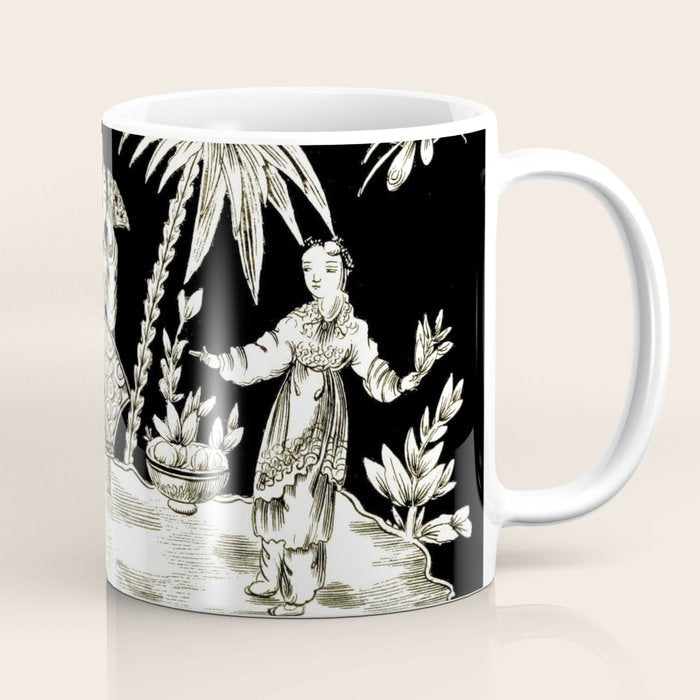 Black & White Chinoiserie Coffee Mug Gallery Image 1