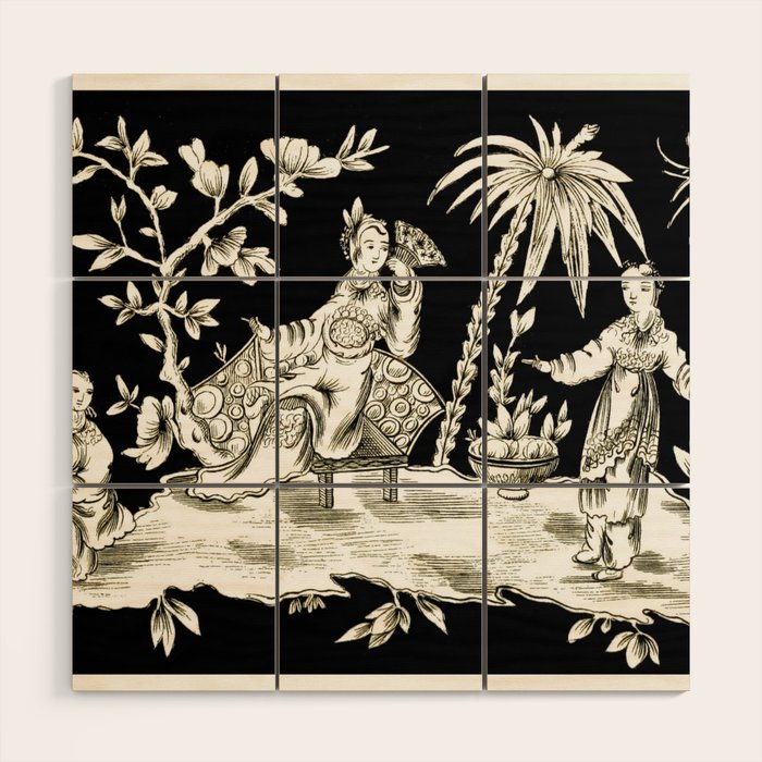 Black & White Chinoiserie Wood Wall Art Gallery Image 1