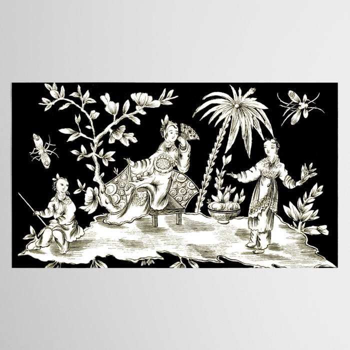Black & White Chinoiserie Tablecloth Gallery Image 2