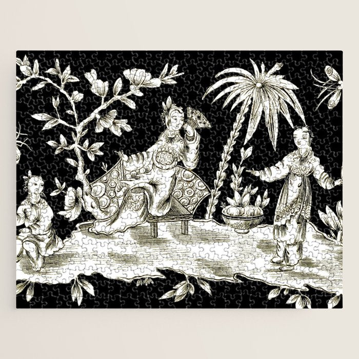 Black & White Chinoiserie Jigsaw Puzzle Gallery Image 1