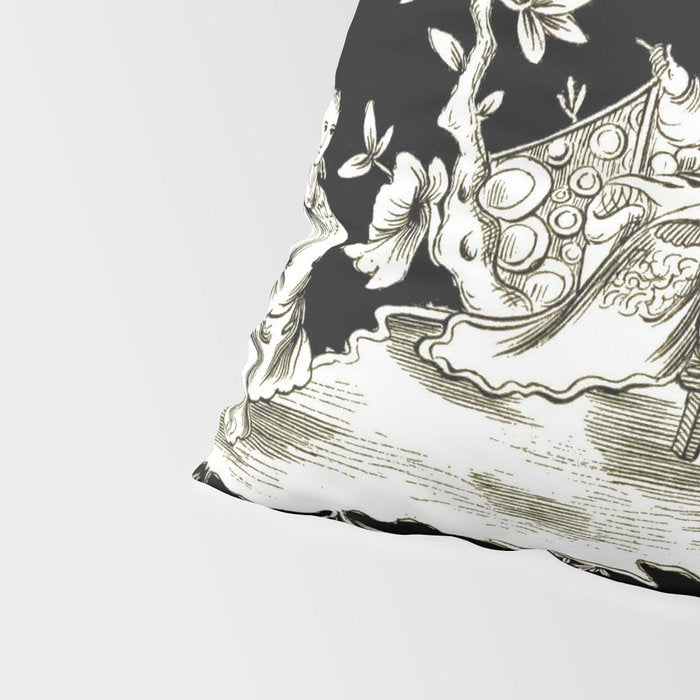 Black & White Chinoiserie Pillow Sham Gallery Image 4