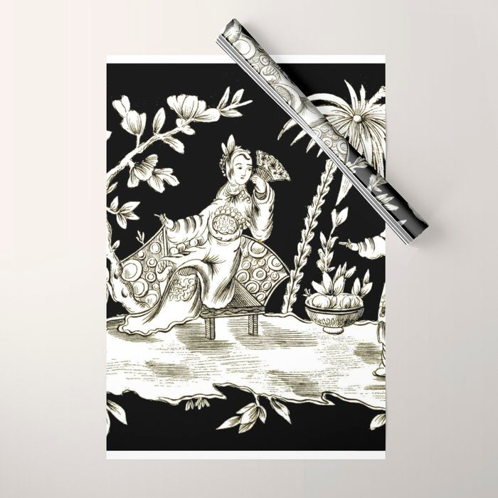 Black & White Chinoiserie Wrapping Paper Gallery Image 1