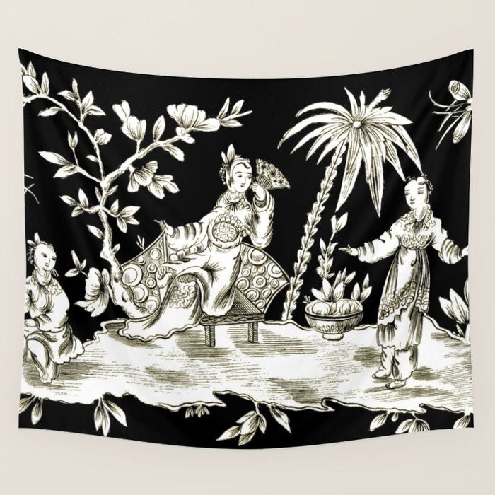 Black & White Chinoiserie Wall Tapestry Gallery Image 4