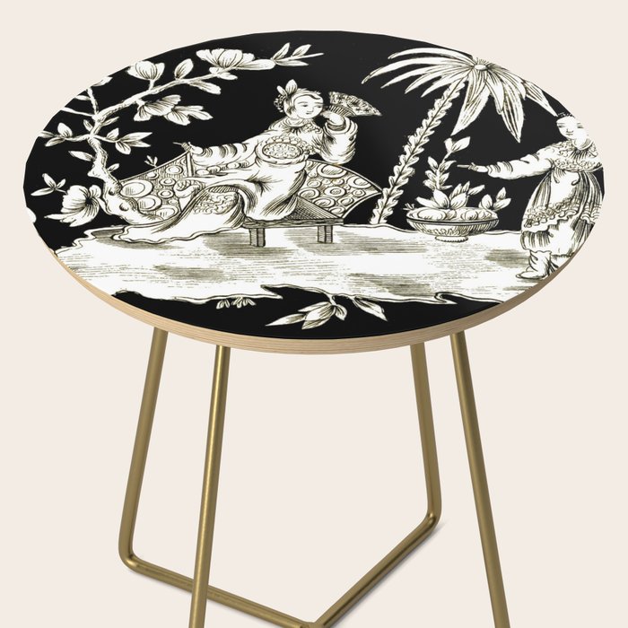 Black & White Chinoiserie Side Table Gallery Image 2