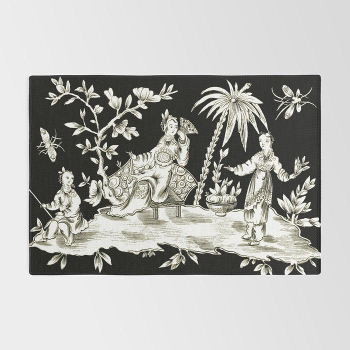 Black & White Chinoiserie Rug Gallery Image 2