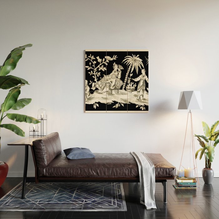 Black & White Chinoiserie Wood Wall Art Gallery Image 2