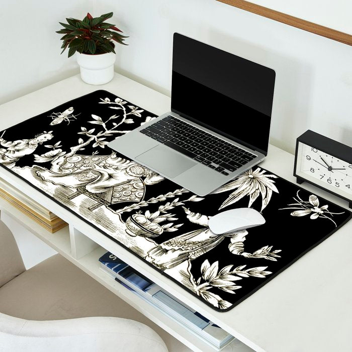 Black & White Chinoiserie Desk Mat Gallery Image 2