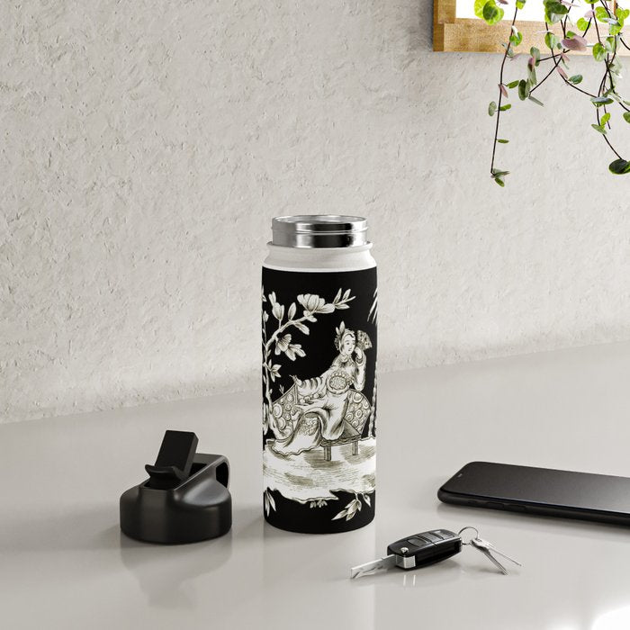 Black & White Chinoiserie Water Bottle Gallery Image 4