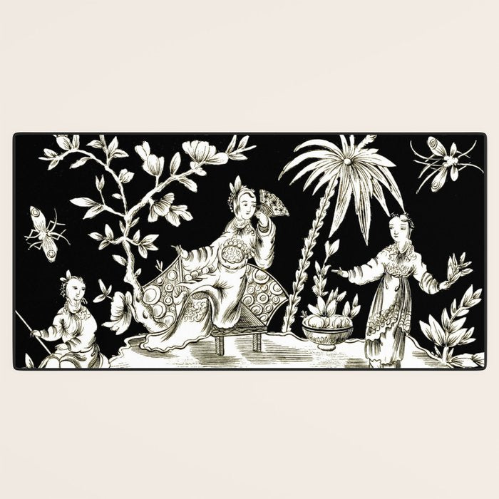 Black & White Chinoiserie Desk Mat Gallery Image 3