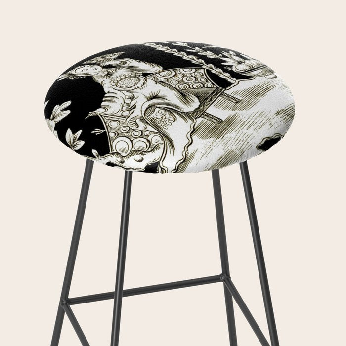 Black & White Chinoiserie Stool Gallery Image 2