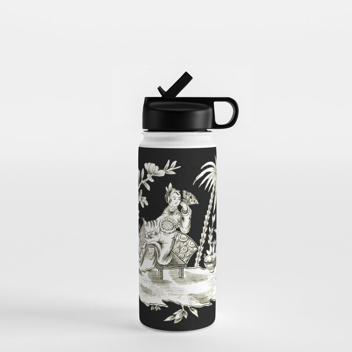 Black & White Chinoiserie Water Bottle Gallery Image 1