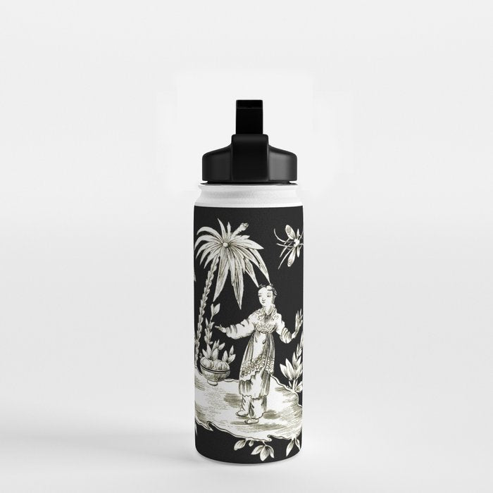 Black & White Chinoiserie Water Bottle Gallery Image 2