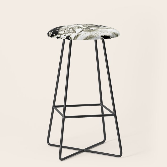 Black & White Chinoiserie Stool Gallery Image 1