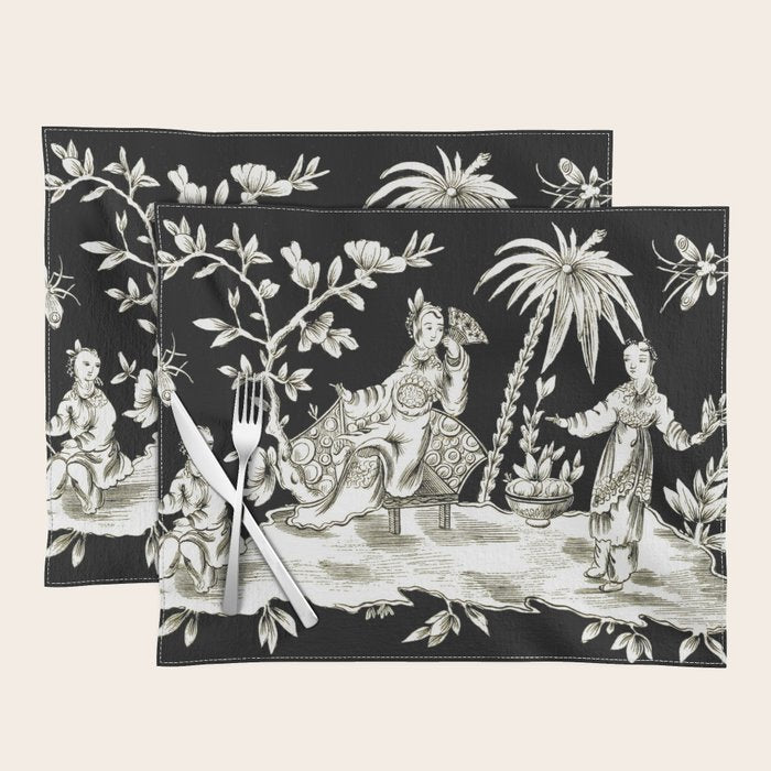 Black & White Chinoiserie Placemat Gallery Image 1