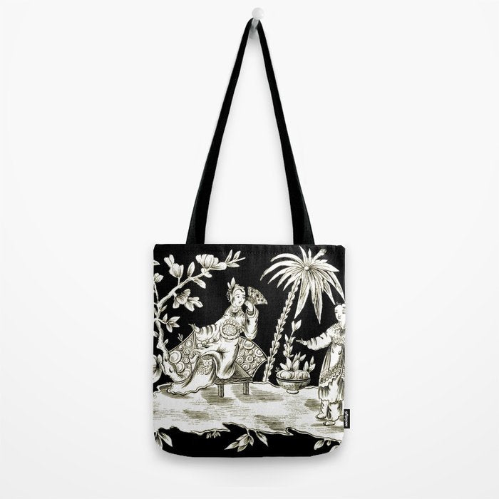 Black & White Chinoiserie Tote Bag Gallery Image 2