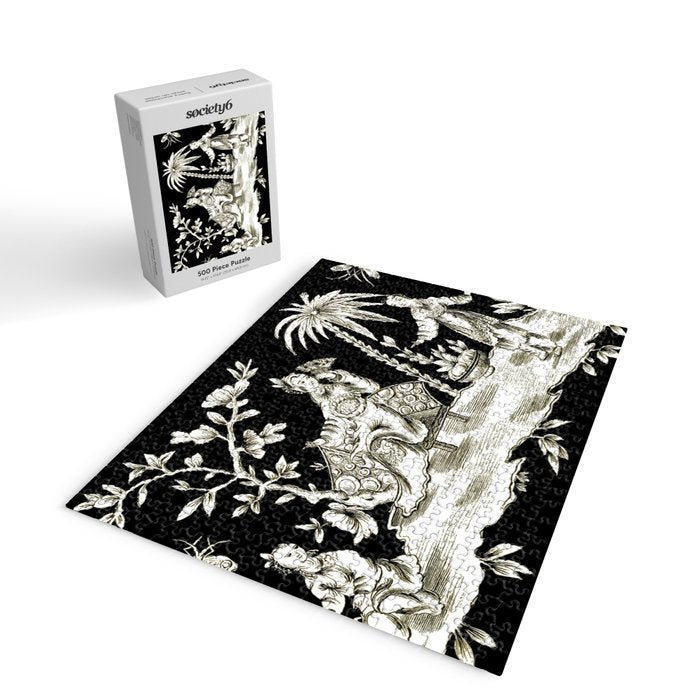 Black & White Chinoiserie Jigsaw Puzzle Gallery Image 2