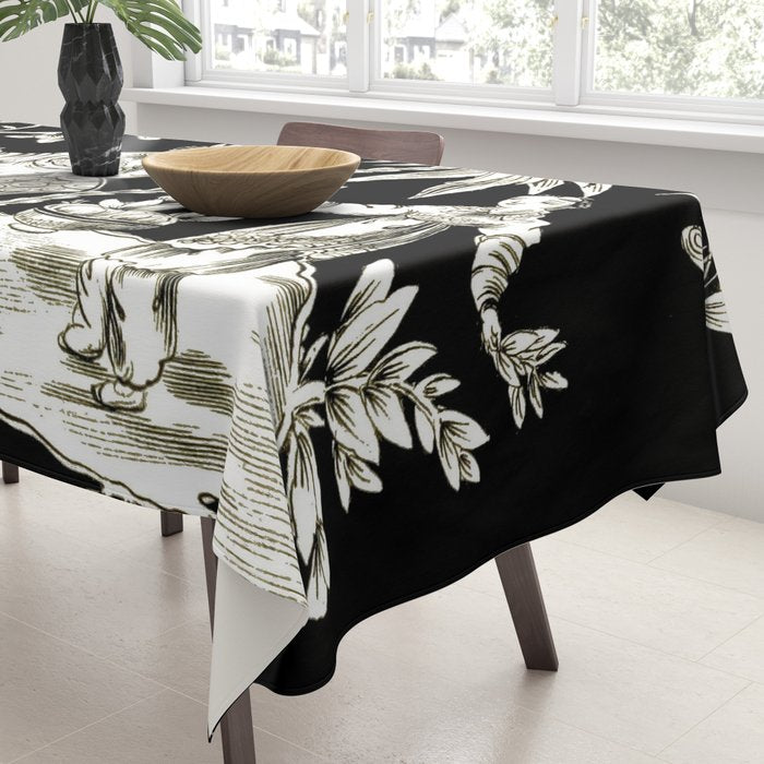 Black & White Chinoiserie Tablecloth Gallery Image 3