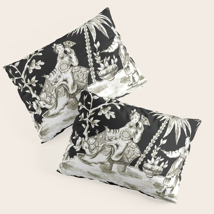Black & White Chinoiserie Pillow Sham Gallery Image 1