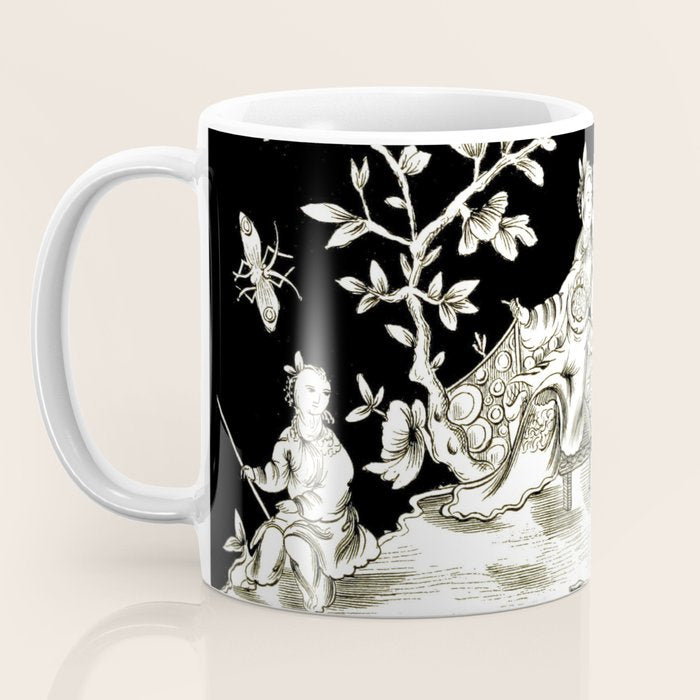 Black & White Chinoiserie Coffee Mug Gallery Image 3