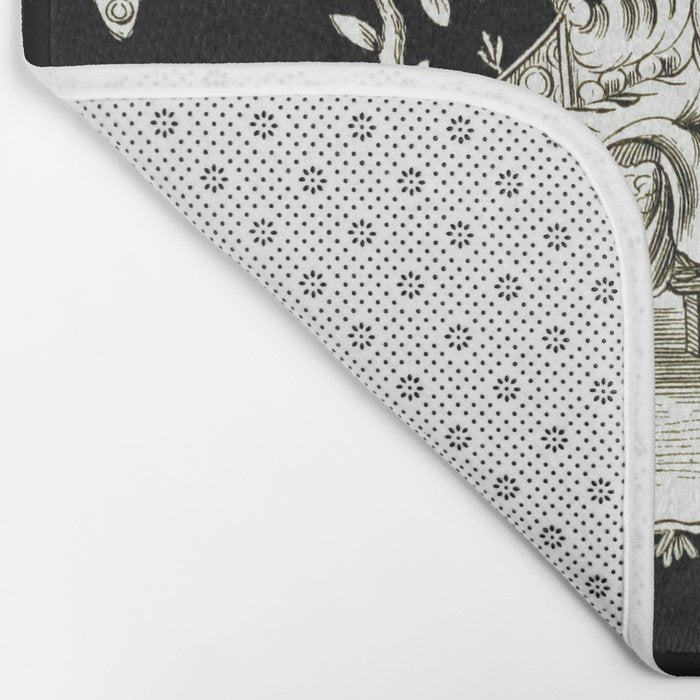 Black & White Chinoiserie Bath Mat Gallery Image 2