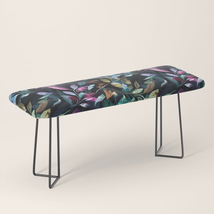 Midnight garden foliage Watercolor Leaves Dark Romantic botanical Jewel tones Bench Gallery Image 1