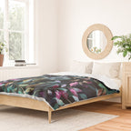Midnight garden foliage Watercolor Leaves Dark Romantic botanical Jewel tones Duvet Cover Gallery Image 2