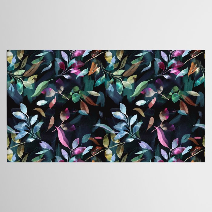 Midnight garden foliage Watercolor Leaves Dark Romantic botanical Jewel tones Tablecloth Gallery Image 2
