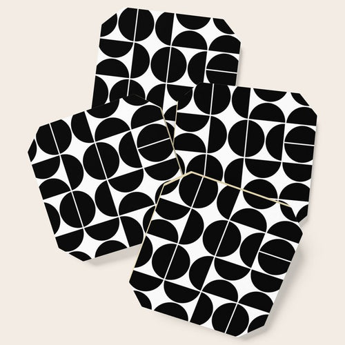 Mid Century Modern Geometric 04 Black Coaster