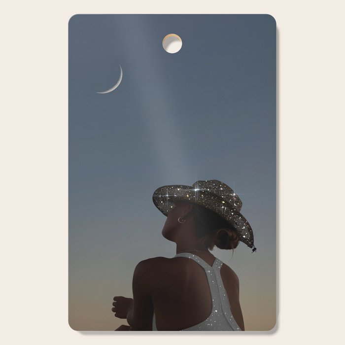 MOON LIGHT | glitter art work by Yana Potter | digital | collage | sparkle and shine | moon light  Cutting Board Gallery Image 1