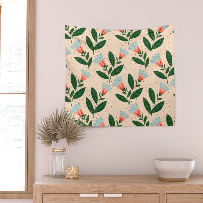 Whimsical Spring Floral  Wall Tapestry Gallery Image 2