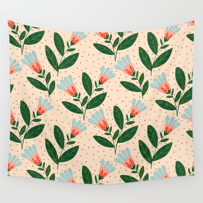 Whimsical Spring Floral  Wall Tapestry Gallery Image 4