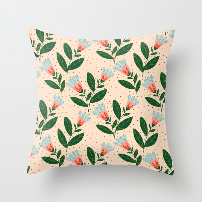 Whimsical Spring Floral  Throw Pillow Gallery Image 1
