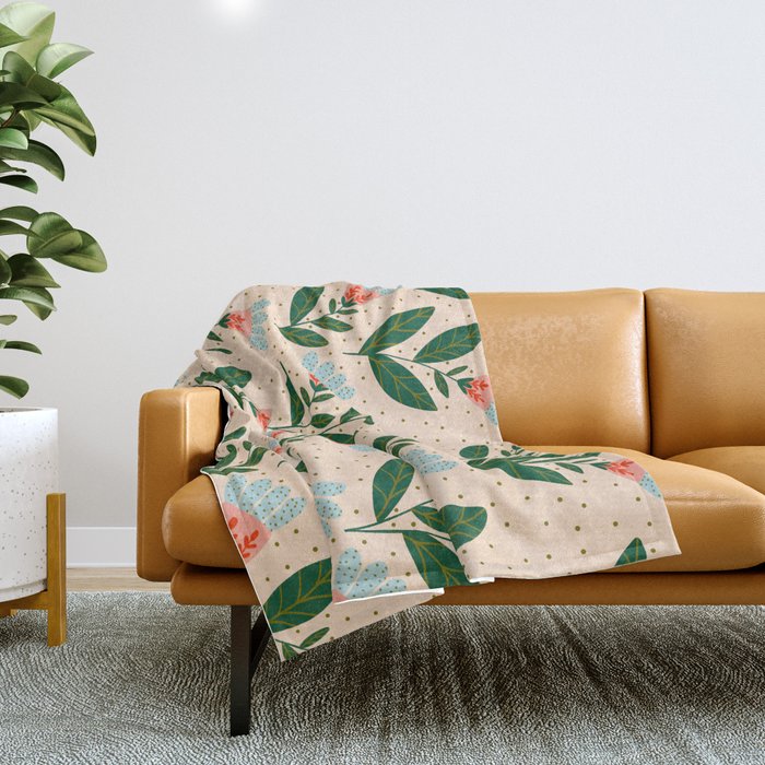 Whimsical Spring Floral  Throw Blanket Gallery Image 1