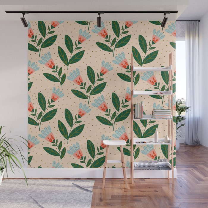 Whimsical Spring Floral  Wall Mural Gallery Image 1