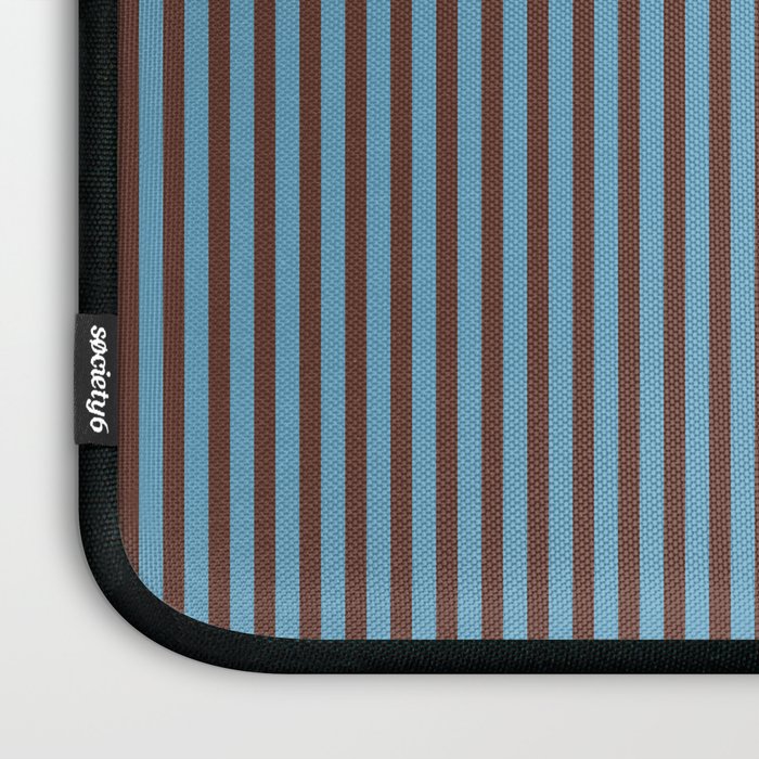 Narrow Stripes Vertical Pattern in Eclectic Brown and Blue Laptop Sleeve Gallery Image 3