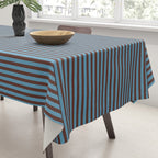 Narrow Stripes Vertical Pattern in Eclectic Brown and Blue Tablecloth Gallery Image 3