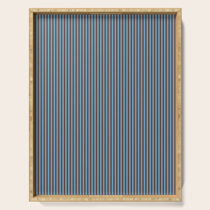 Narrow Stripes Vertical Pattern in Eclectic Brown and Blue Serving Tray Gallery Image 1