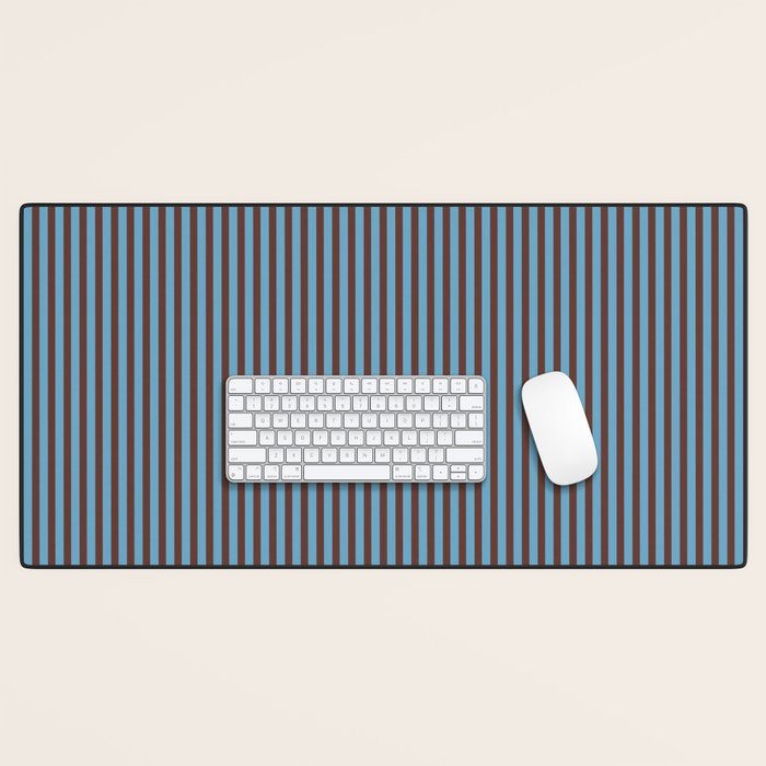 Narrow Stripes Vertical Pattern in Eclectic Brown and Blue Desk Mat Gallery Image 1