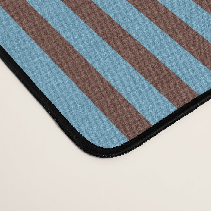 Narrow Stripes Vertical Pattern in Eclectic Brown and Blue Desk Mat Gallery Image 4