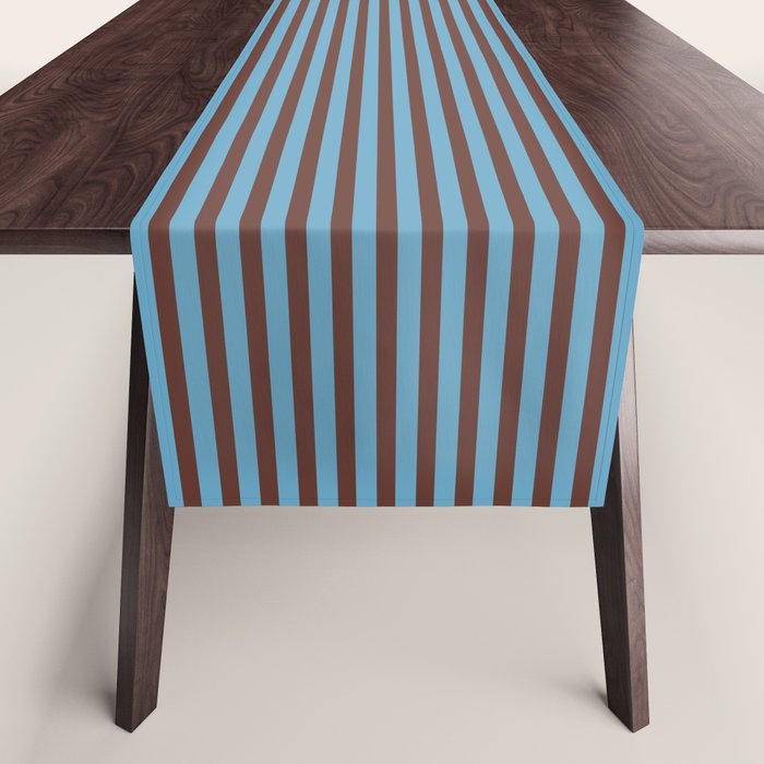 Narrow Stripes Vertical Pattern in Eclectic Brown and Blue Table Runner Gallery Image 1
