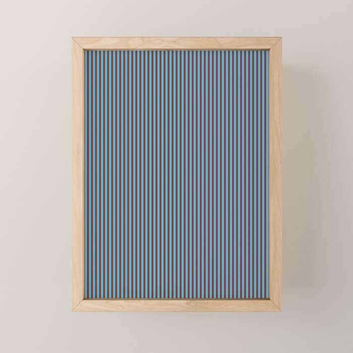 Narrow Stripes Vertical Pattern in Eclectic Brown and Blue Mini Art Print Gallery Image 1