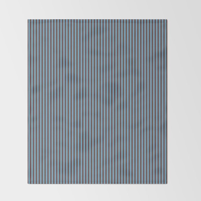 Narrow Stripes Vertical Pattern in Eclectic Brown and Blue Throw Blanket Gallery Image 2