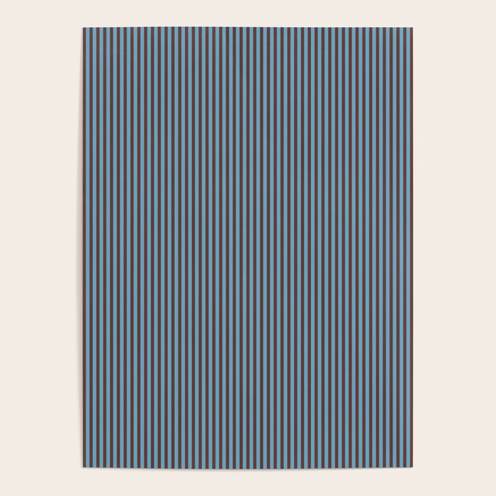 Narrow Stripes Vertical Pattern in Eclectic Brown and Blue Poster Gallery Image 1