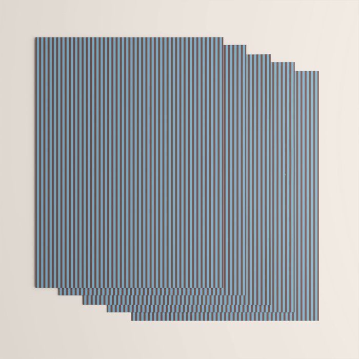 Narrow Stripes Vertical Pattern in Eclectic Brown and Blue Wrapping Paper Gallery Image 3