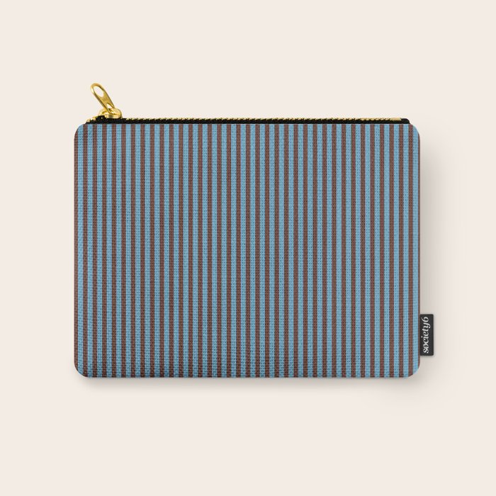 Narrow Stripes Vertical Pattern in Eclectic Brown and Blue Carry All Pouch Gallery Image 1