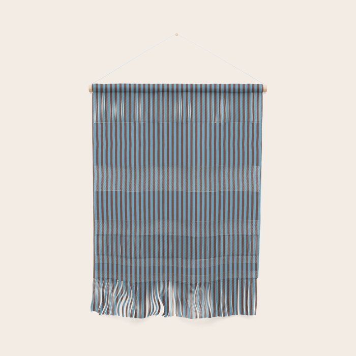 Narrow Stripes Vertical Pattern in Eclectic Brown and Blue Wall Hanging Gallery Image 1